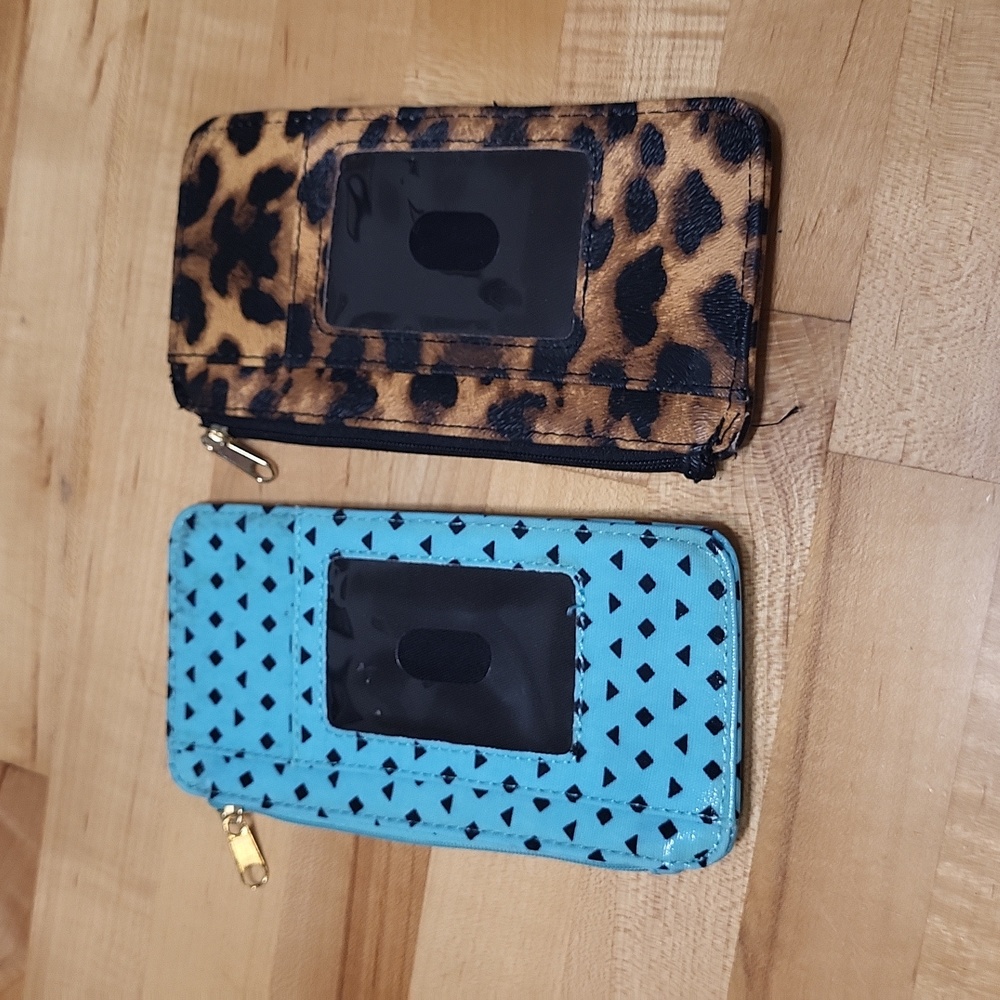 Set of 2 Clip-on Wallets Blue & Animal Print